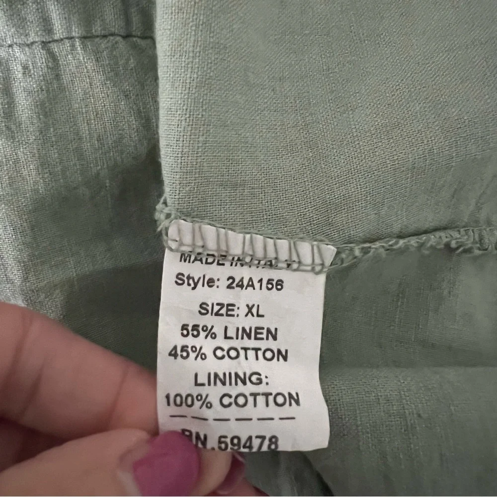 Francesca Bettini Made in Italy Sleeveless V-Neck Linen/Cotton Blend Dress - Picture 8 of 9